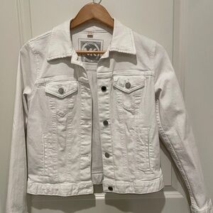 MK Michael Kors White Denim Jacket Size Small Silver Buttons